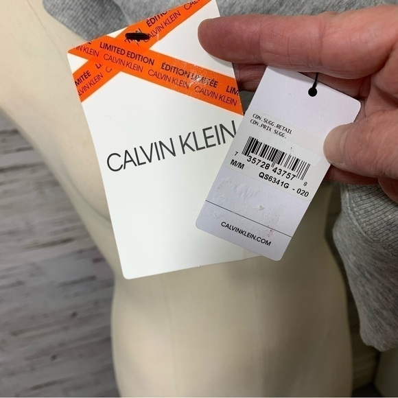 NWT Calvin Klein Gray Cozy Sweater Soft Sleepwear Lounge Hooded Slouchy Shirt M - Picture 10 of 13